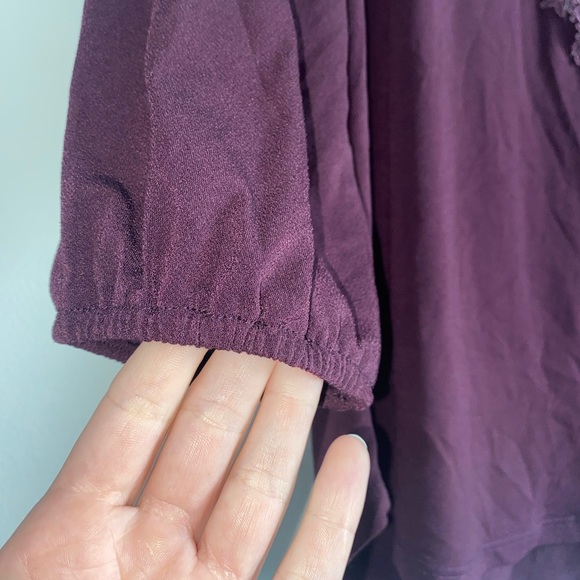 Deep Plum Lace Keyhole Blouse - Picture 8 of 10